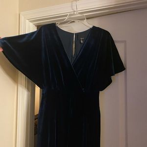 Beautiful Anthropology blue velvet jumpsuit size M.